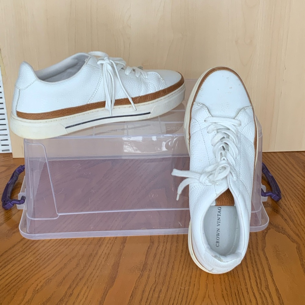 Crown Vintage White and Tan Sneakers